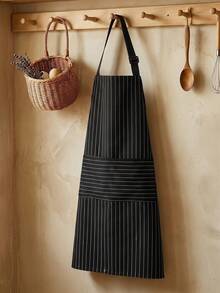 1-Pack Striped Print Black Gray Decorative Apron Kitchen Dining Long Apron Stain Resistant For Daily Use - Multicolor - View 6