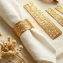 Exquisite Laser Cut Gold Paper Napkin Rings. Not Only For Party Table Decoration, But Also Can Be Used As DIY Hair Accessories, Multi-Scene Application. - Gold - View 4