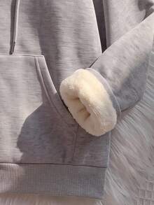 SHEIN EZwear 女款休閒抽繩寬鬆拉鍊連帽衛衣，適合日常穿著與返校季，秋季上衣，適用日常通勤、聚會、秋冬夏季、聖誕節、新年、感恩節、派對、婚禮、海灘、畢業典禮、優雅、外出、約會、通勤、情人節、度假、Y2K - 灰色 - 查看 8