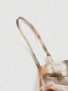 SHEIN MOD 復古復古風光暈染花卉印花不對稱下擺紮染式胸衣束腰結構細肩帶背心上衣 - 彩色 - 查看 3