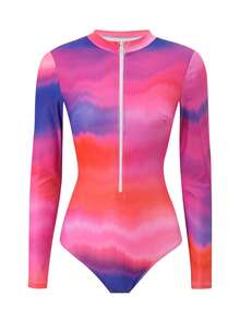 Swim Shayni Set Burkini 3 Potong Wanita Kasual Modis Motif Tie-Dye Colorblock - MultiWarna - View 6