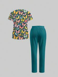 TaskEZ Scrub Set, Top And Pants With Pockets, Suitable For Scrubs And Scrubs, Fit For Work Commute, Pet Hospital - Multicolor - View 2
