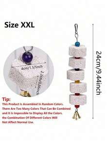 1 pieza Piedra de moler de calcio de varios colores con campana para jaula, juguete colgante con estilo floral para masticar, apto para cacatúa, inseparable, periquito, hámster, conejo - Multicolor - Ver 19