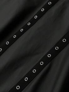 Mawevolt Wet Look Satin Lace Cutout Maxi Slip Dress - Y2K Goth Style - Black - View 7
