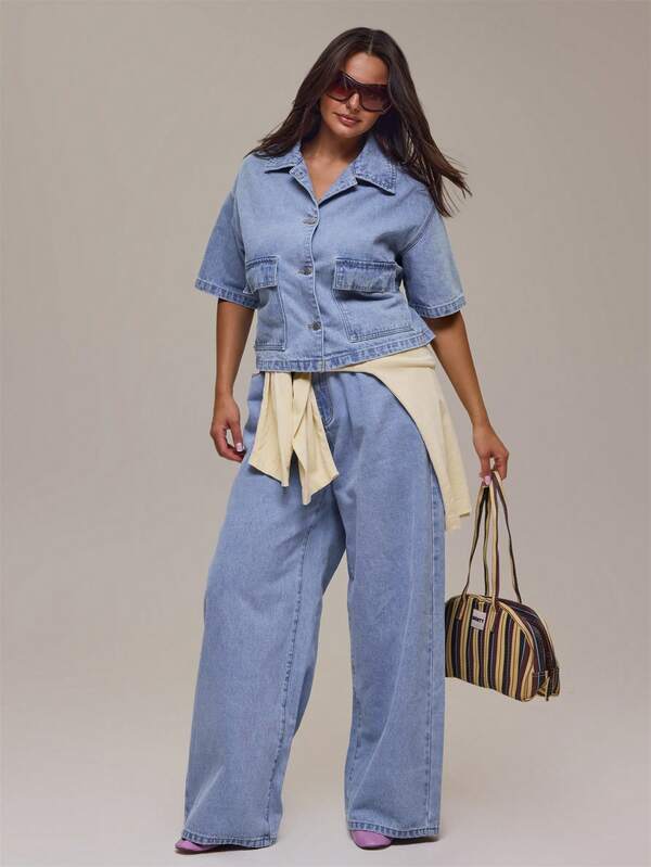 MUSERA Plus Size Blue Denim Striaght Leg Jeans Winter Fall Autumn Casual Top Day Outfit Comfy Outfit Cool