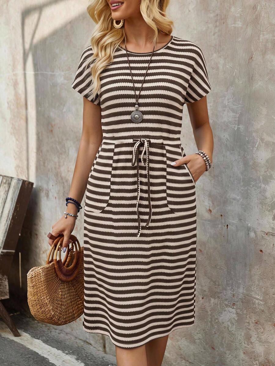 EMERY ROSE Women's Summer Casual Striped Midi Dress - Multicolor - View 1