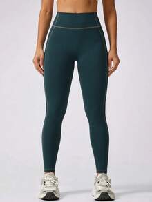 Core Rhythm New Summer Women's High Waist Tummy Control Sports Leggings, Great Choice For Fitness And Yoga - Blue - View 5