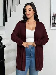 SHEIN Essnce Plus Size Casual Versatile Solid Color Jacket Fall - Multicolor - View 6