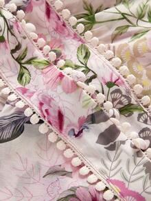 MOTF PREMIUM PLUS SIZE WOMEN'S ROMANTIC FLORAL PRINT BLOUSE, SPRING/SUMMER FALL - Pink - View 4