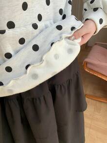 Dazy Plus Large Polka Dot Loose Hooded Sweatshirt For Girls, Casual Daily Wear, Spring And Autumn - Light Grey - View 7