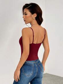 SHEIN PETITE 4件組休閒百搭純色女款細肩帶背心套裝 - 彩色 - 查看 8