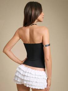 Rina Fox Women's Summer Fashion Rhinestone Decorated Tube Top Night Out Party Club Black And Silver Sexy - Black - View 3