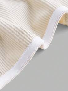 SHEIN x Marika Sila SHEIN MOD Top tubo de verano de punto acanalado con detalle de nudo adelante - Beis - Ver 3