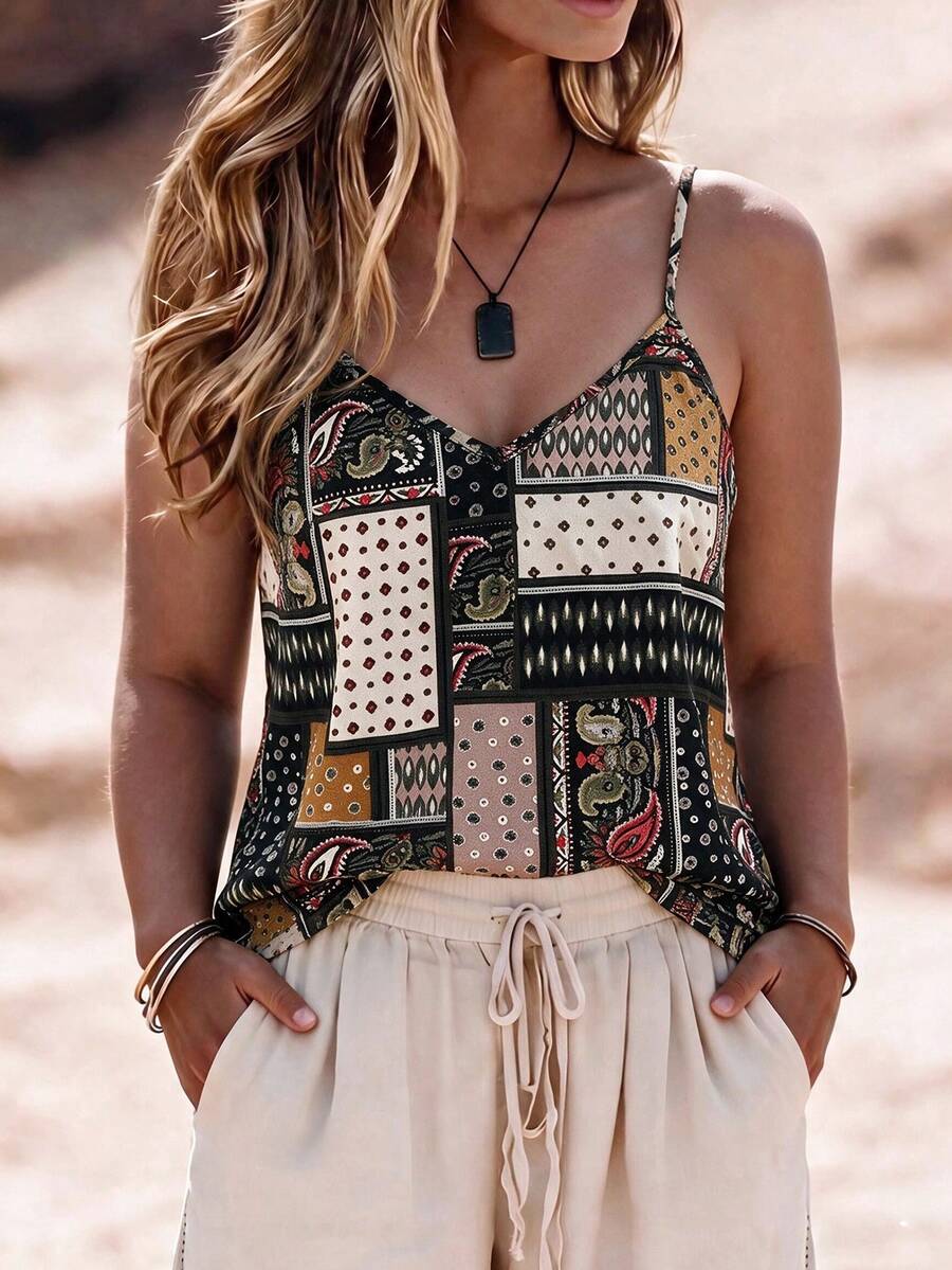 SHEIN LUNE CURVE Plus Size Women Fashion Vacation Paisley Print ...