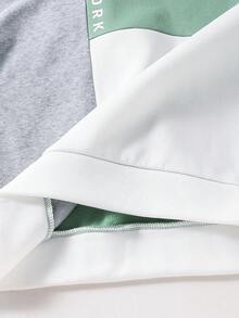SHEIN 青少年男孩復古撞色寬鬆長袖連帽衫套裝，冬季，街頭風，返校季 - 彩色 - 查看 9