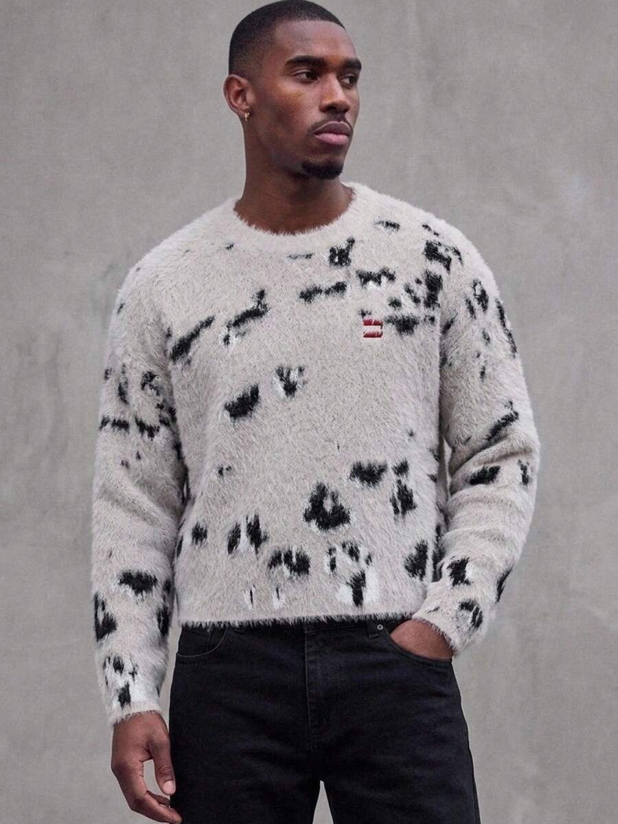 Manfinity VCAY Men's Loose Fit Crew Neck Sweater, Suitable For Autumn/Winter - Apricot - View 1
