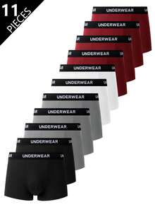 Provexi Provexi 11pcs/Set Men's Solid Color Boxer Briefs With Letter Waistband - Multicolor - View 8