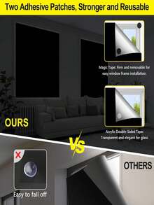1 Piece Of 300 * 145 Cm Black Window Film, Sun And UV Protection, Portable Travel Curtains With 100% Shading - Black - View 3