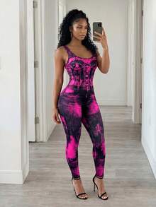 BamGleam Women's Denim Effect Casual Sleeveless Jumpsuit - Multicolor - View 7