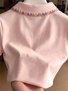 Resyla 女款花苞刺繡翻領短袖休閒上衣 - 彩色 - 查看 2