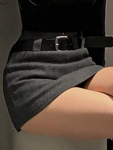DAZY 女款秋季時尚百搭裙 - 灰色 - 查看 8