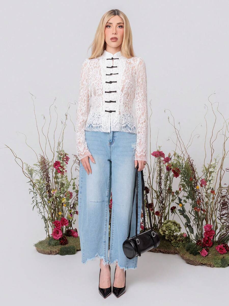 PRISCILA ESCOTO PRISCILA ESCOTO Women's Light Blue Jeans Low Waist Banana Pants Summer Casual, Going Out, Autumn For Women Fall