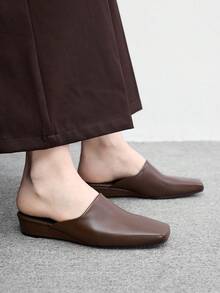 CUCCOO BIZCHIC 女款春夏/秋冬時尚咖啡棕色坡跟鞋，休閒戶外通勤半套腳鞋，適合度假、派對、聚會與宴會 - 咖啡棕 - 查看 6
