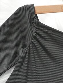女童羅紋修身長袖上衣 + 直筒長褲 2件套 - 灰色 - 查看 3