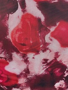 Reflora 大尺碼女款夏季長洋裝，優雅荷葉邊飾、短袖、花卉印花，飄逸浪漫派對洋裝，彈性面料 - 酒紅色 - 查看 3