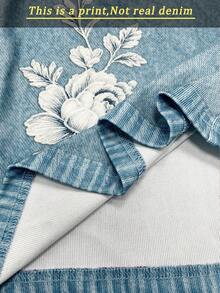 Franclia Setelan Tank Top dan Celana Pendek Kasual Musim Panas Wanita dengan Efek Denim dan Motif Bunga - MultiWarna - View 3