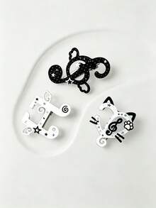 ROMWE Anime 3 Pieces Of Random Polka Dot Note Cat Hairpin, Cute  Duck Bill Clips For Adults - Polka Dot Cat - View 5