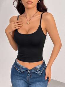 SHEIN PETITE 女款素色修身百搭日常穿著細肩帶背心 4 件組 - 彩色 - 查看 5