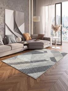 Digital Print Non-Slip Washable Runner Rug/Area Rug, Living Room Rug, Modern Design, Modern, Scandinavian, Bohemian And Classic Style, 100% Polyester, Made In Turkey - Grey - View 4