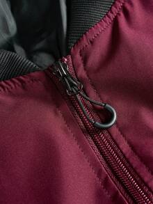 Manfinity Hypemode Men's Letter Print Contrast Color Zipper Jacket - Burgundy - View 3
