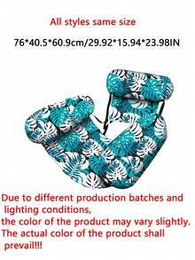 Tropical Leaf Print Inflatable Pool Floating Lounge Chair, Adult Water Hammock Float With Headrest & Armrests, Ideal For Summer Pool Parties, Beach And Lake Relaxation - Model - View 3