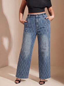 Comfortcana Plus Size Women's Casual Daily Denim Jeans With Pockets And Buttons - Medium Wash - View 4