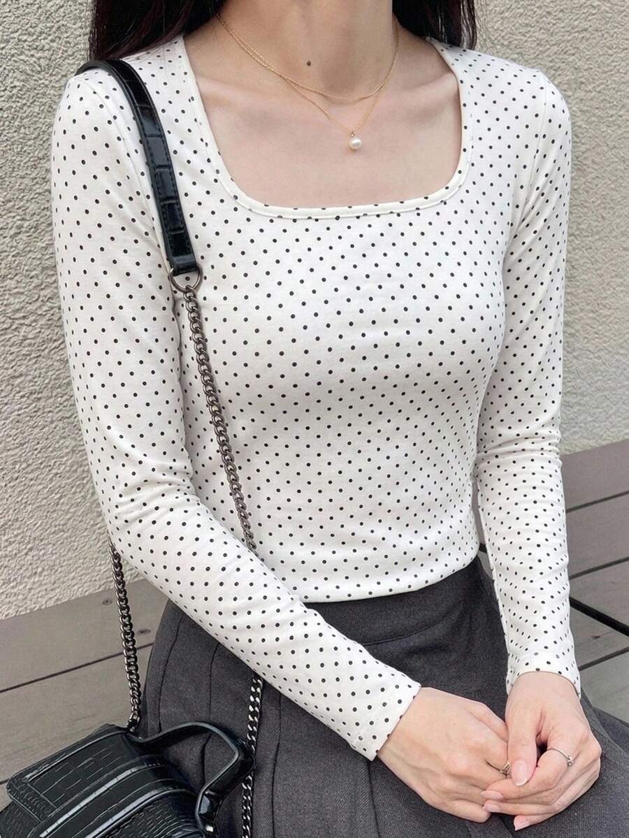 DAZY Women's Round Neck Solid Color Basic White Short Sleeve T-Shirt Spring Summer - White - View 1