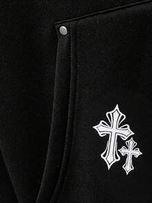 SHEIN 青少年男孩灰色花卉雙層領廓形運動衫，休閒學院風，舒適時尚，極簡百搭，柔軟面料，適合日常穿著、學校、旅行、戶外運動，四季皆宜 - 彩色 - 查看 10