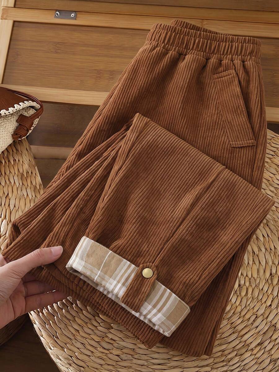 Rusticease Women's Elastic Waist Pocket Casual Daily Travel Pants - Multicolor - View 1