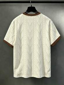 Manfinity Homme Camiseta de manga corta con ribete de bloques de color para hombre talla grande - Albaricoque - Ver 2