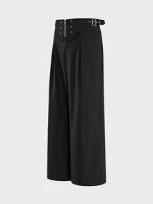FeverCity Men's Solid Color Casual Versatile Daily Wear Long Pants - Black - View 4