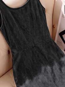 SHEIN MOD 大尺碼女款百褶休閒派對夏季牛仔洋裝 - 黑色 - 查看 6