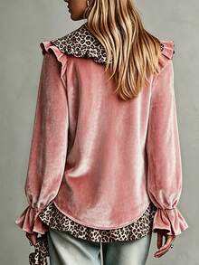 SHEIN Holidaya New Hot-Selling Office & Vacation Versatile Loose Leopard Print Blouse Fashionable Women's Top - Multicolor - View 2