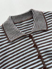 Sweetra Women's Striped Colorblock Casual Versatile Daily Wear Cardigan - Multicolor - View 7