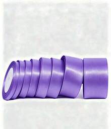 1 Rollo de Cinta de Satén de Poliéster - Caja de Regalo, Caja de Caramelos, Caja de Pastel, Cinta de Decoración de Flores Frescas (Teñida a Máquina con Ligera Diferencia de Color) - Violeta - Ver 6