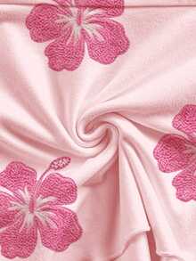 Soleia 女款休閒度假可愛仿真刺繡花卉印花不對稱領綁帶上衣，日常通勤穿搭，無胸墊 - 彩色 - 查看 6