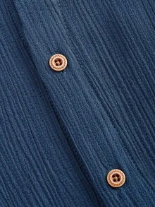 EGENSIO Men's Plus Size Stand Collar Casual Minimalist Versatile Long Sleeve Shirt, Soft Comfortable Fabric, Suitable For Daily Commute, Casual Vacation And Other Occasions - Blue - View 6