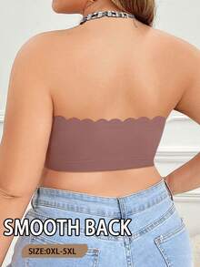 SHEIN Plus Size Wireless Bandeau Bra, 1pc - Coffee Brown - View 2