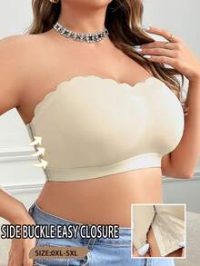SHEIN Plus Size Wireless Bandeau Bra Single Piece - Yellow - View 5
