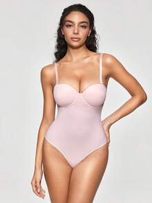 SHAPORA Women's Solid Color Ruched Spaghetti Strap Camisole - Baby Pink - View 4
